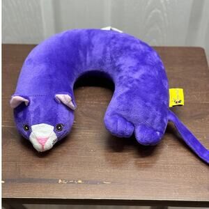 Critter Piller Kid's Travel Buddy Comfort Pillow Purple Cat Kitty 10" Wide